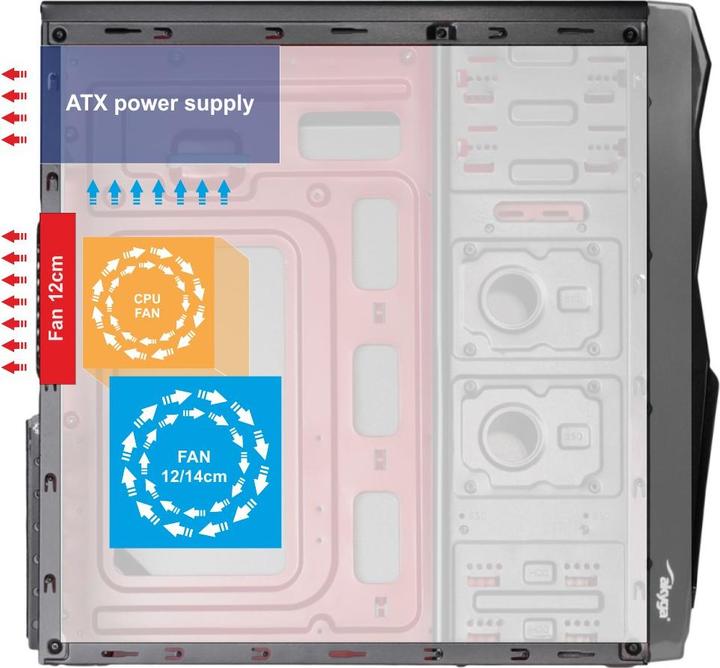 Actual product image Akyga ak995bk PC "ATX Nero Midi Tower Black (ATX, mATX, Mini-ITX)