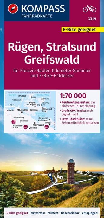 Produktbild Fahrradkarte 3319 Rügen, Stralsund, Greifswald 1:70.000
