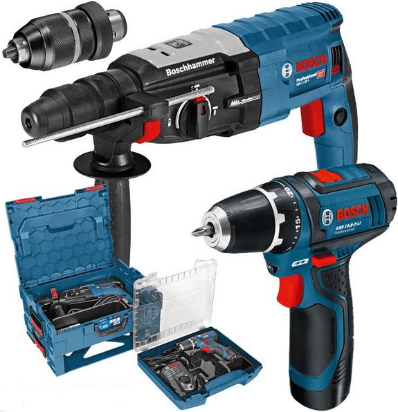 Bosch Professional Gbh 2-28 F + Gsr 10,8-2 (Akkubetrieb)