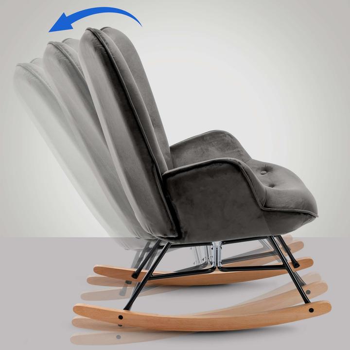 Immagine prodotto CLP Sedia a dondolo Sanka Velvet, Grigio scuro