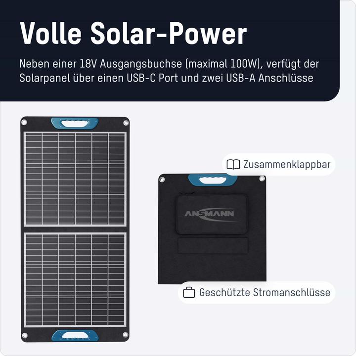 Produktbild Ansmann Powerstation-Set, Powerstation PS2200AC + Solarpanel 100 W