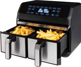 Image du produit Inventum GF800HLD - Dubbele airfryer - Friteuse Hetelucht - Inhoud 2 x 4 liter - Zwart/RVS