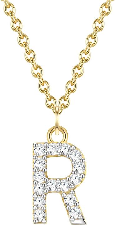 Glanzstücke München Damen Buchstabe R Sterling Silber Zirkonia Gelbgold 45,0 cm Basiskette + 5,0 cm Verlängerung - 32104 (Sterling Silber, 40 - 45 cm)