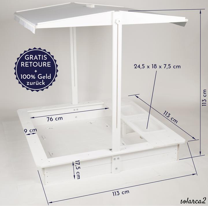 Immagine prodotto Wondermake Design-Sandkasten "solarca2" mit Spielwannen u. Abdeckung, Fichte