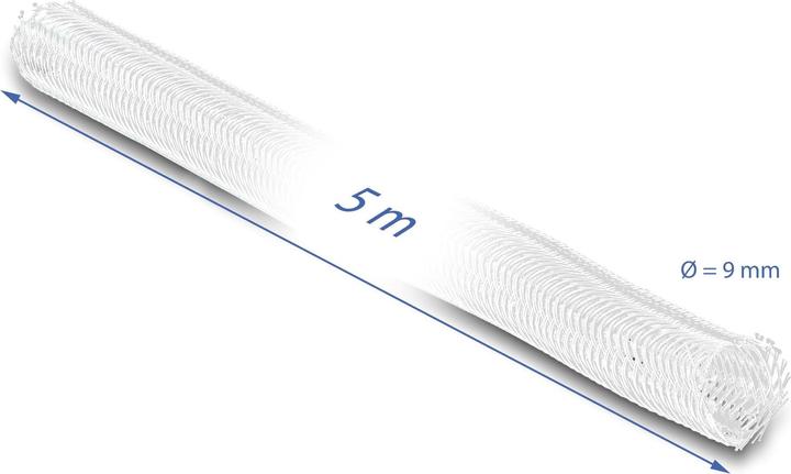 Produktbild Delock Geflechtschlauch selbstschliessend 5 m x 9 mm weiss (Kabelschlauch, 500 cm)