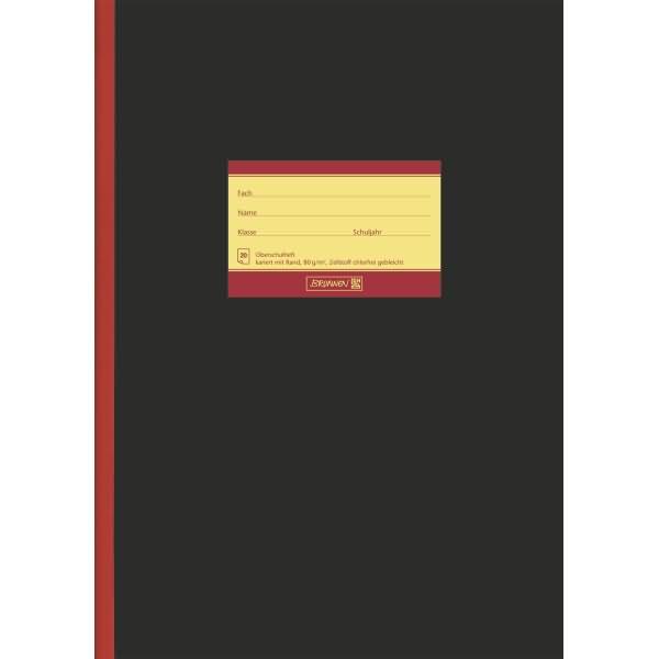 Quaderno A4 20 fogli a righe a scacchiera 26 nero con bordo rosso (A4, Quadretti, Copertina rigida)