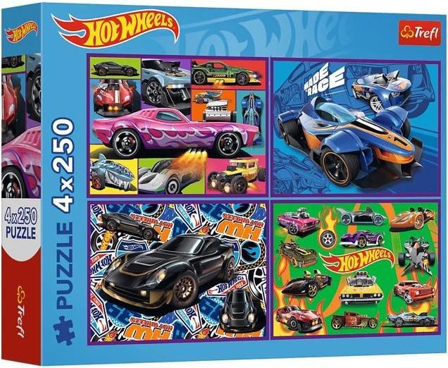 Image du produit Trefl Puzzle 4 x 250 - Mattel Hot Wheels (250 pièces)