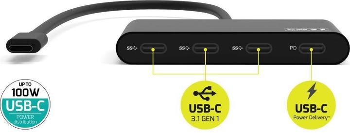 Image du produit Port Designs USB HUB TYPE C - 4 PORTS TYPE C - PD 100W (USB-C, 5 Ports)