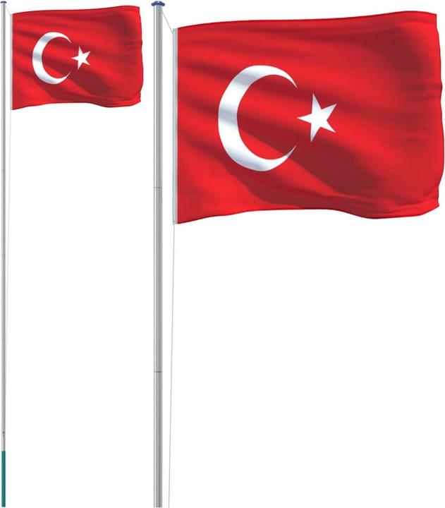 Produktbild VidaXL Flagge der Türkei mit Mast 6,23 m Aluminium,Flagge:,Farbe