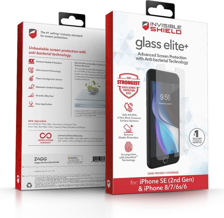 Image du produit Zagg InvisibleShield Glass Elite+ Apple (e) (1 pièce(s), Apple iPhone 6, Apple iPhone 7, Apple iPhone SE, Apple iPhone 6s, Apple iPhone 8)
