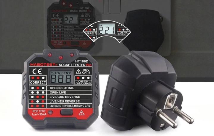 Immagine prodotto Habotest HT106D Tester per prese (CAT II 300V)