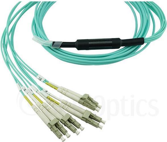 Produktbild BlueOptics Fortinet FG-TRAN-QSFP-4XSFP-1 kompatibles MPO-4xLC Multimode OM3 Patchkabel 1 Meter (U/UTP, 1 m)