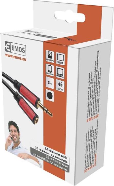 Produktbild Emos Klinkenkabel 3,5mm stereo, Stecker - 3,5mm Buchse, 5m (5 m)