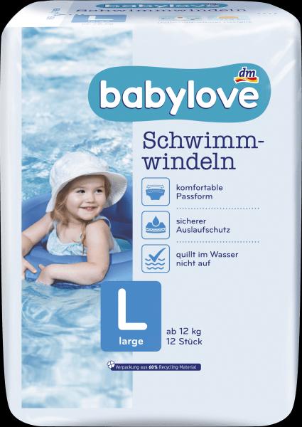 Immagine prodotto dm babylove Pannolini da bagno (Dimensione L, Pacco trasportabile, 12 Pezzo/i)