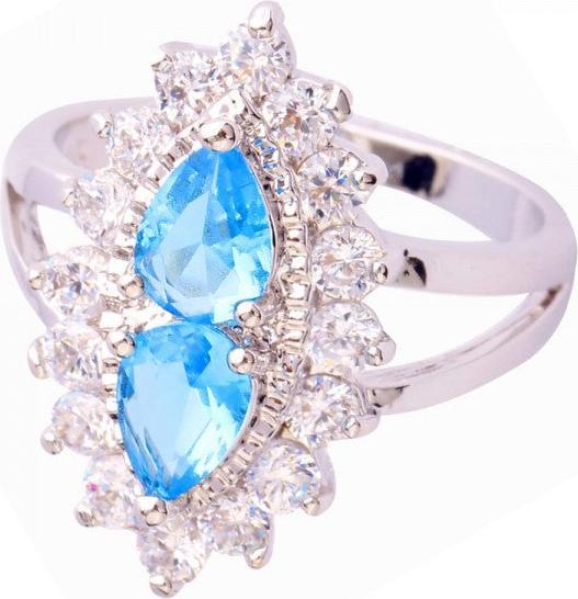 Produktbild Hermex Auge der Vorsehung Versilberter Ring mit Blauer Topas Zirkonia - Gr. 52 / Size 6 (6)