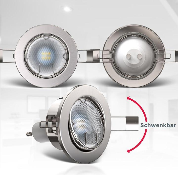 Actual product image B.K.Licht LED recessed light set, matt nickel, 10xLED/GU10/5W (400 lm, GU10)