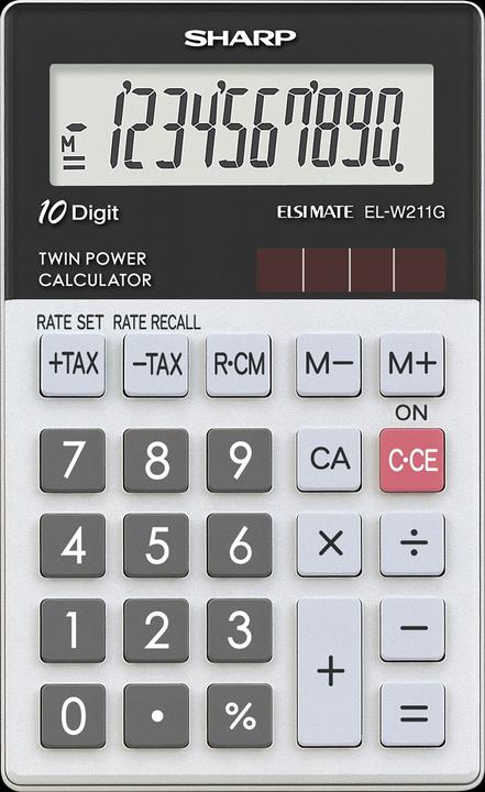 Image du produit Sharp EL-W211G Calculatrice de poche Calculatrice financière (Cellules solaires, Piles)