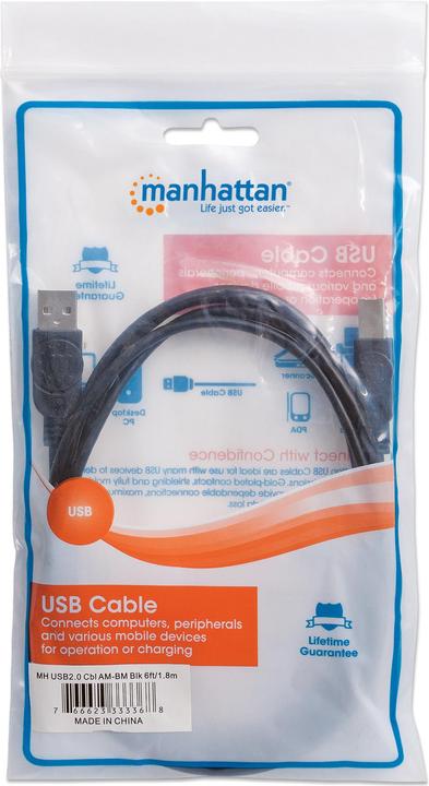 Image du produit Manhattan USB A — USB B (1.80 m, USB 2.0, 2.50 W)