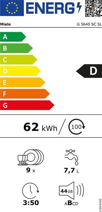 Etichetta energetica Miele G 5640 SC SL