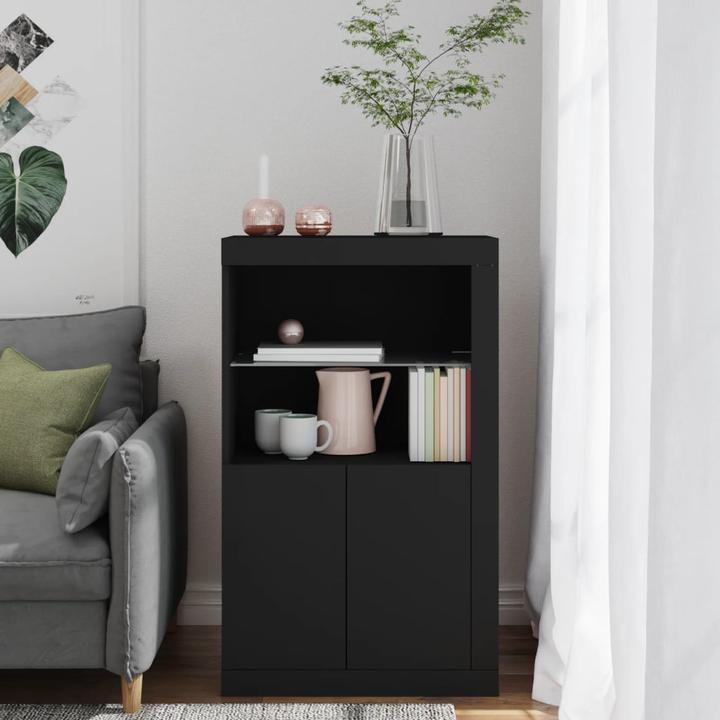 Actual product image VidaXL Side cabinet with LED lights black (60.5 x 37 x 100 cm)