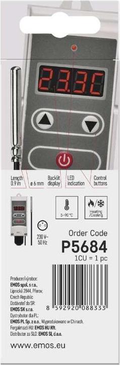 Produktbild Emos Anlege-Thermostat mit Fernfühler P5684, manuell