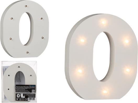 Actual product image Ootb Illuminated wooden letter O, with 6 LEDs, approx. 16 cm