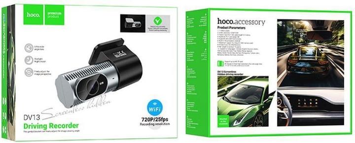 Actual product image Hoco Dash Camera DV13, 720P, Wi-Fi, Schwarz (Built-in microphone, Built-in display)
