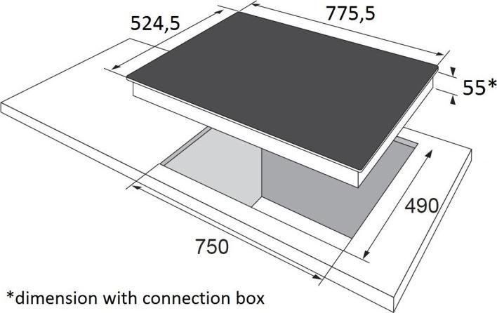 Produktbild Amica Induktionskochfeld mit Rahmen Ceranfeld SCHOTT CERAN 77,5 x 52,4 cm 4 Kochzonen KMI 13322 A