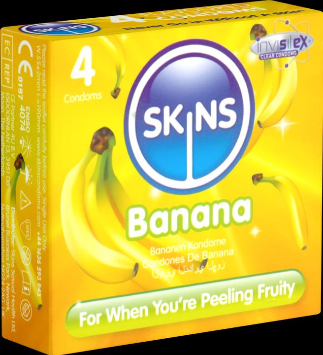 Actual product image Skins Bangin' Banana" 4 condoms with fine banana aroma - without latex smell (4 pcs.)