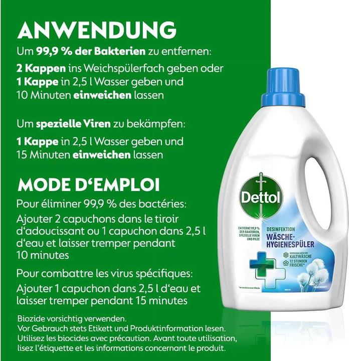 Produktbild Dettol Wäsche-Hygienespüler (15 Waschgänge, Flüssigwaschmittel)