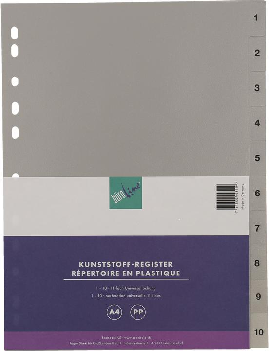 BüroLine Register PP grau A4