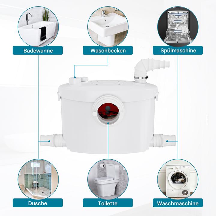 Immagine prodotto XPOtool 4/1 Unità di sollevamento piccola 400W Trituratore Unità di sollevamento WC Acqua di scarico Feci
