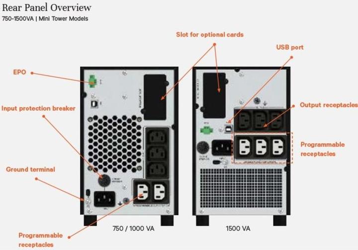 Image du produit Vertiv EDGE UPS 750VA/675W Tour IntelliSlot port (750 VA, 675 W, Line-interactive Onduleur)