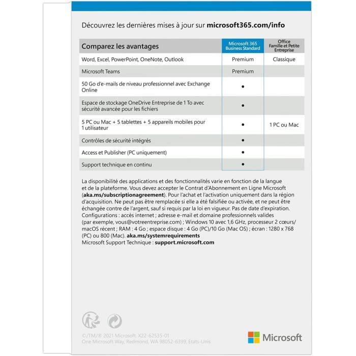 Produktbild Microsoft 365 Business Standard (Französisch) (1 User, 12 Monate)