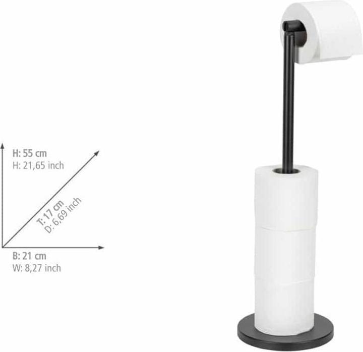 Actual product image Wenko Stand toilet roll holder 2 in 1 black with toilet roll holder, space-saving