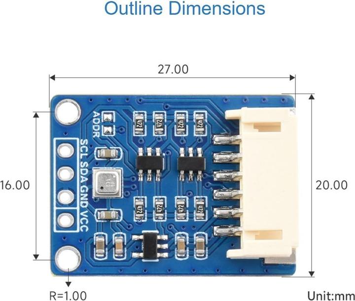 Produktbild WaveShare BME688 Luftfeuchtigkeits-, Druck-, Temperatur- Luftgütesensor