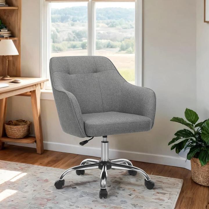Songmics Office chair, OBG019G01V1 grey fabric, silver frame
