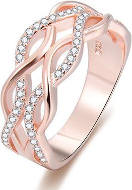 Actual product image Beneto Pink gold plated silver ring with AGG333 zircons - Circuit: 60 mm (60, 925 Silver)