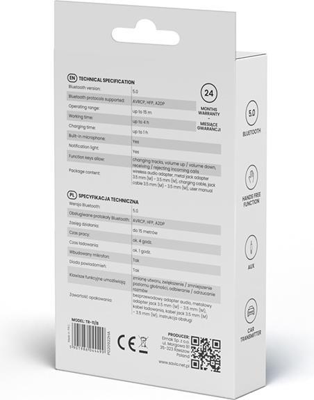 Image du produit Savio BT Adaptateur Bluetooth 3,5 mm est (Emetteur & Récepteur)