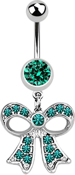 Actual product image Star Piercing Banana silver with pendant mesh turquoise (without brass, Surgical steel 316L)