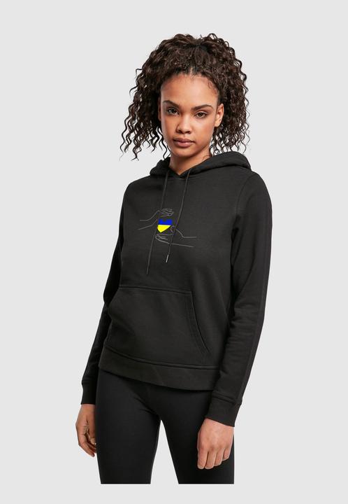 Actual product image Merchcode Ladies Peace - 2 Hand Heart Black Basic Hoody - 161643 (L)