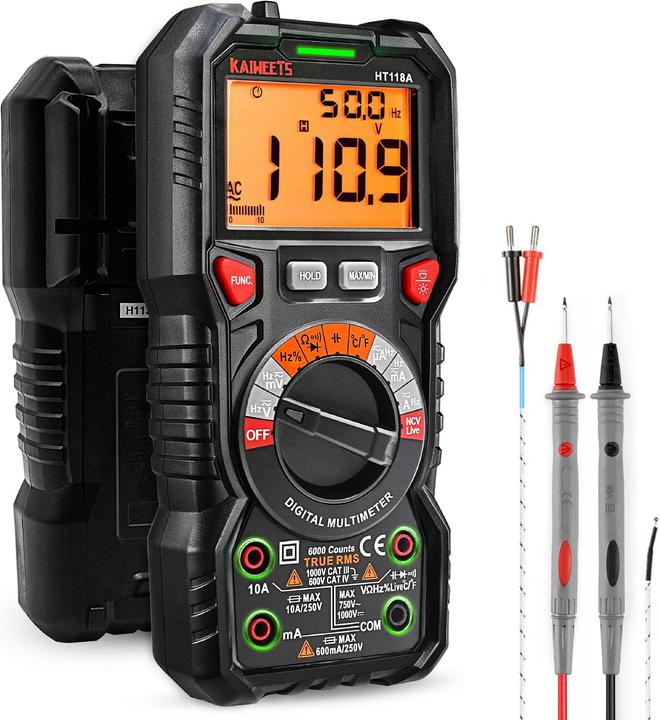 Produktbild Kaiweets Strommessgerät mit LED-Buchsen (CAT III 1000V, CAT IV 600V)