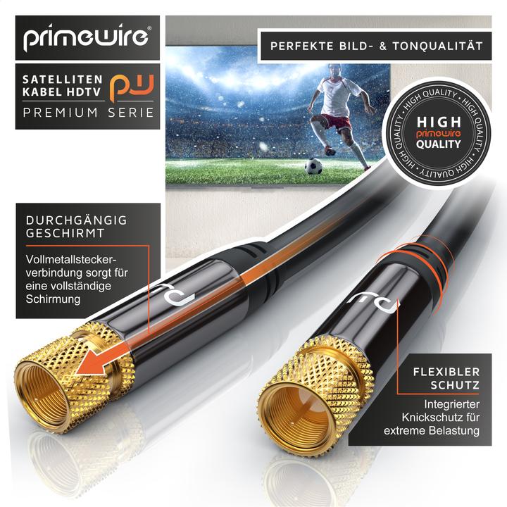 Produktbild Primewire SAT Kabel HDTV - Premium SAT Koaxialkabel - TV HDTV Radio DVB-T DVB-C DVB-S DVB-S2, 4 Fach Schirmung (135 dB, SAT Kabel)