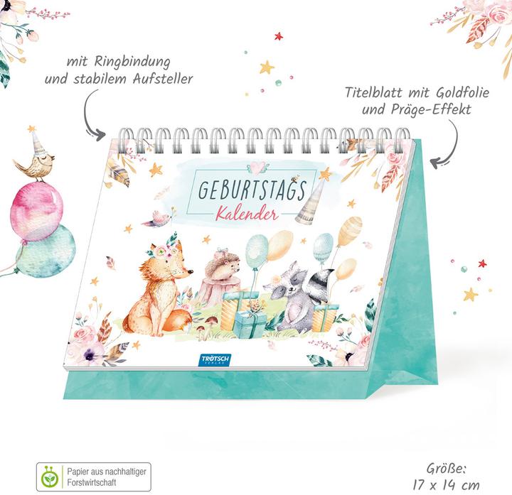Produktbild Aufstellkalender Geburtstagskalender Waldfreunde (Harter Einband, Deutsch)