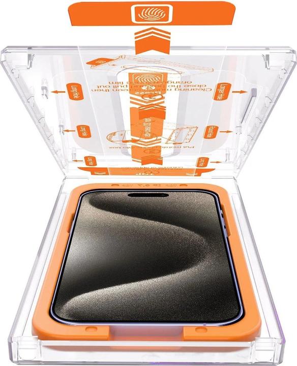 Image du produit PhoneLook Vitre de protection intégrale avec système de montage automatique anti-bulles et anti-poussière 3D (1 pièce(s), Apple iPhone 15 Pro Max)