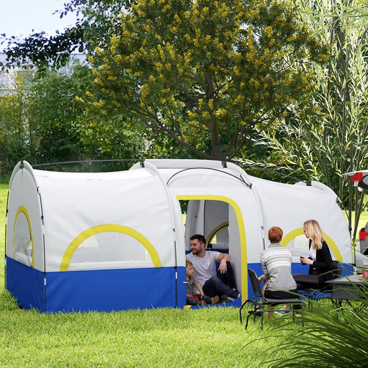 Image du produit Outsunny Campingzelt Oxfordstoff, Fiberglas Dunkelblau+Weiss (6 personnes)