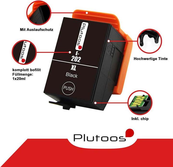Image du produit Plutoos Epson 202XL cartouche XXL compatible, noir C13T02G14010