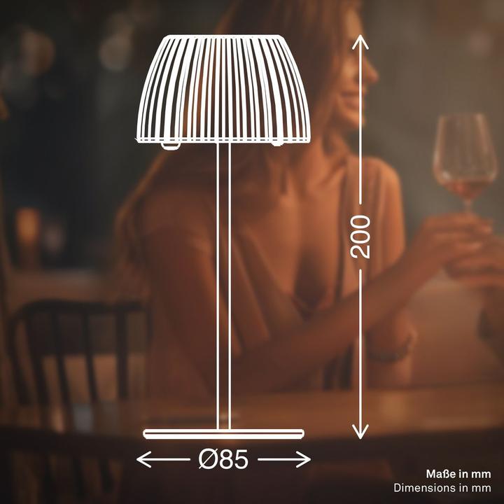 Actual product image Briloner Brilo unplugged RIFFLE Akku Mini Tischleuchte mit Lichtkante - Orange (150 lm)