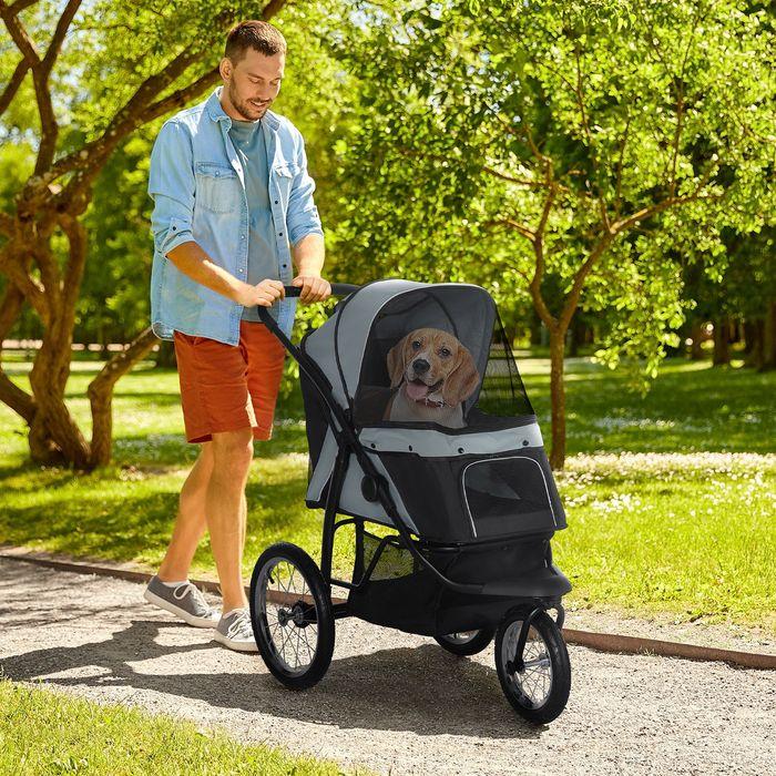 Produktbild Swisshandel24 Hundebuggy, Katzenbuggy mit Reflektoren, Faltbar mit Aufbewahrungskorb, Sonnenschutz, Netzfenster, f (Hund, Katze, Reflektoren, Faltbar)