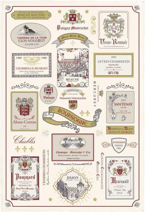 Actual product image Winkler tea towel - multi etiquettes bourgogne